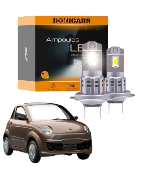 Pack Ampoules LED H7 pour Microcar Dué First (2007 à 2012) "Type Halogène" 80W - Phares Avants Dué les ligaments