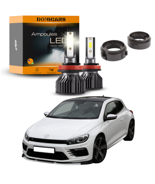 Pack Lampadine LED H7 + Adattatori Volkswagen VW Scirocco 3 (dal 2008 al 2017) JUSQU'A -70%! 